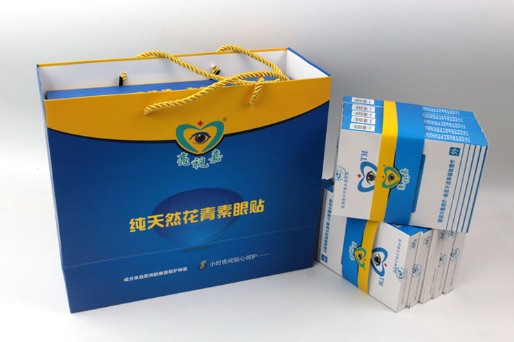 哪里可以做禮盒包裝？護(hù)眼神器亮視嘉護(hù)眼貼禮盒包裝+手提袋套裝出自長沙印刷廠