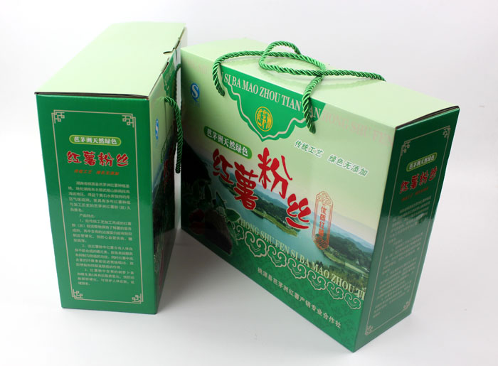 定制禮品包裝盒，長(zhǎng)沙包裝廠力助桃源縣芭茅洲“紅薯粉絲”檔次倍增